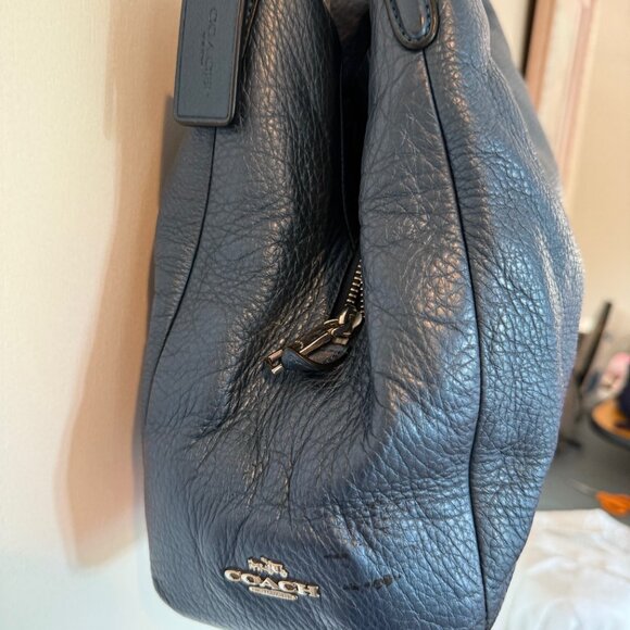 Coach Lexy Shoulder Bag Pebble Leather Metallic Blue - Picture 5 of 15